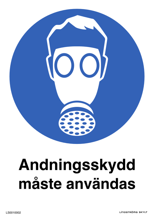 Skylten Andningsskydd måste användas