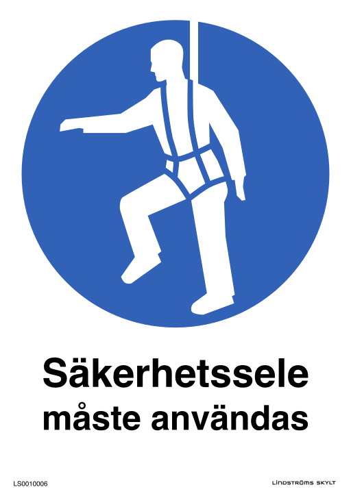 Skylten Säkerhetssele måste användas