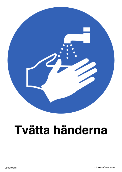 Skylten Tvätta händerna