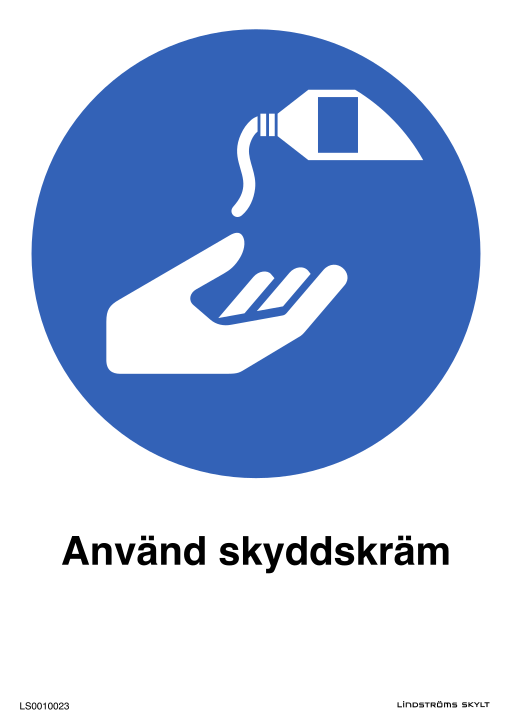Skylten Använd skyddskräm