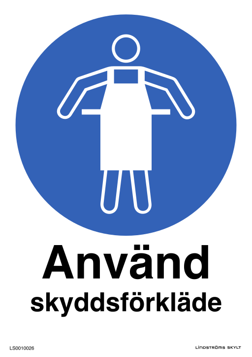 Skylten Använd skyddsförkläde