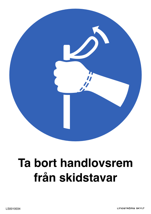 Skylten Ta bort handlovsrem från skidstavar