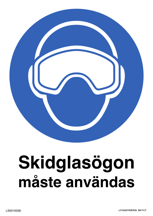Skylten Skidglasögon måste användas