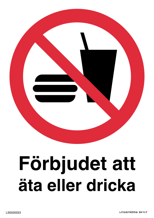 Skylten Förbjudet att äta eller dricka
