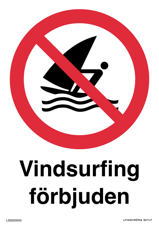 Skylten Vindsurfing förbjuden