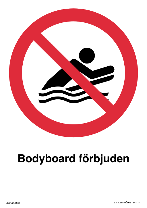 Skylten Bodyboard förbjuden