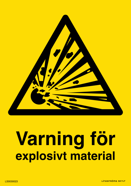 Skylten Varning för explosivt material