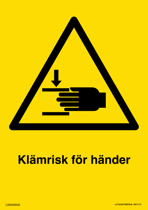 Skylten Klämrisk för händer
