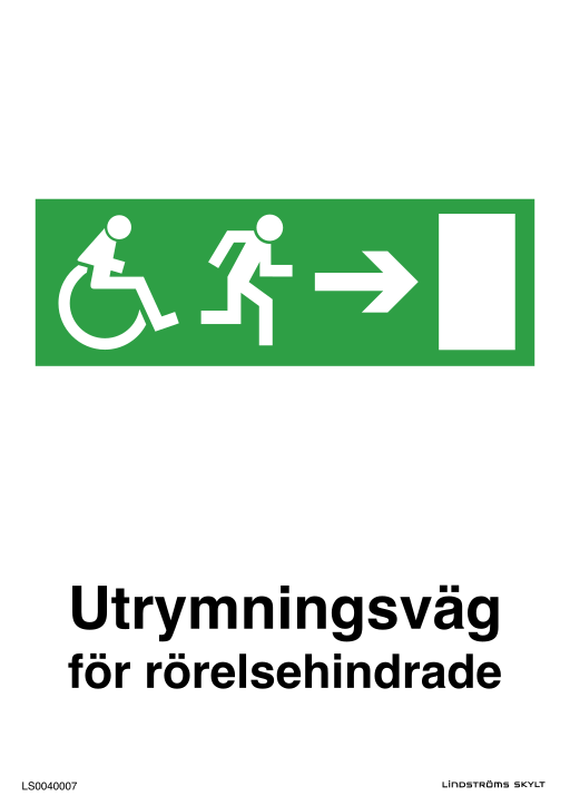 Skylten Utrymningsväg för rörelsehindrade