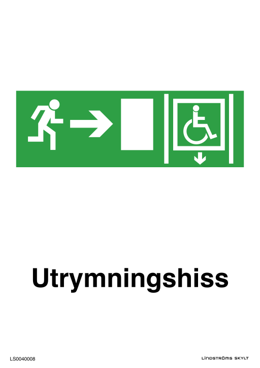 Skylten Utrymningshiss
