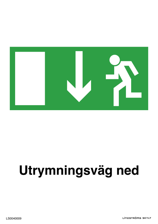 Skylten Utrymningsväg ned (med figur)