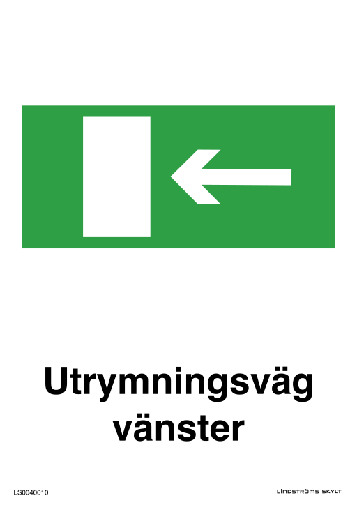 Skylten Utrymningsväg vänster