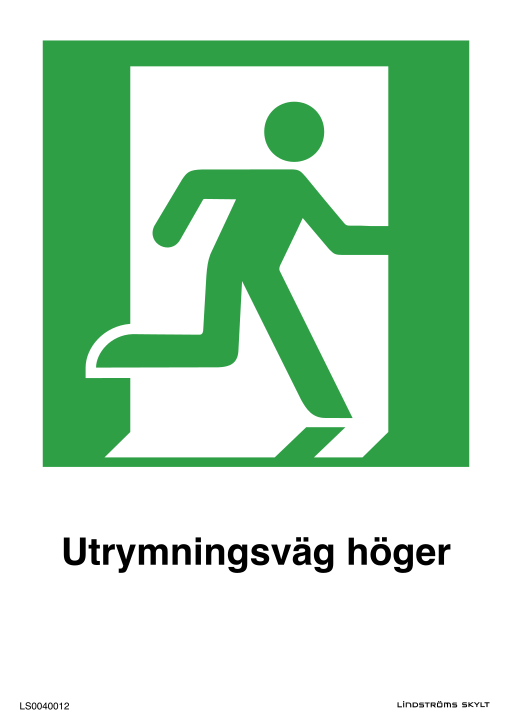 Skylten Utrymningsväg höger