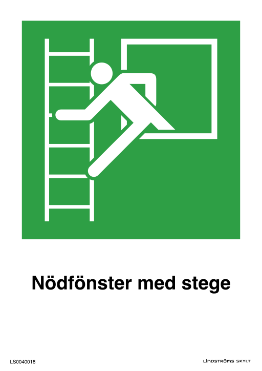 Skylten Nödfönster med stege