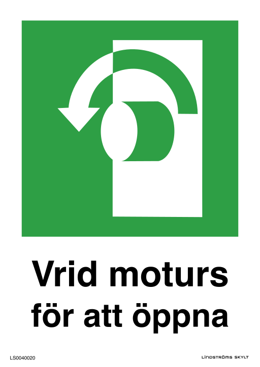 Skylten Vrid moturs för att öppna