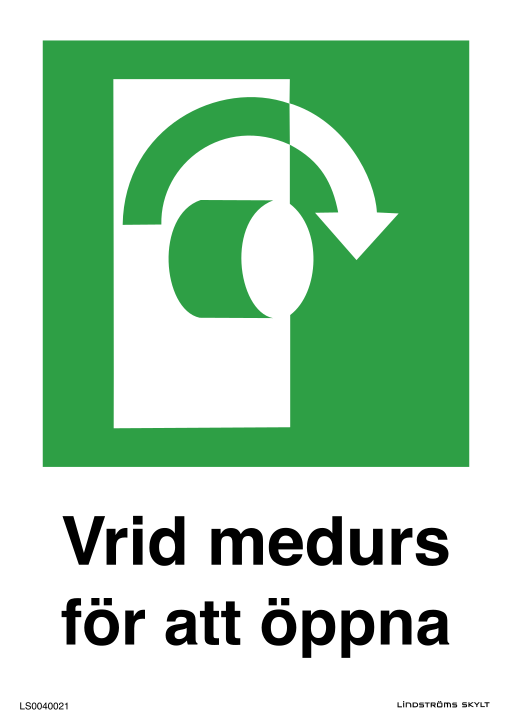 Skylten Vrid medurs för att öppna