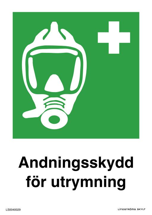 Skylten Andningsskydd för utrymning
