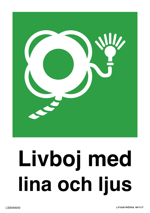 Skylten Livboj med lina och ljus