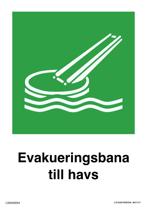 Skylten Evakueringsbana till havs