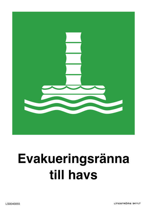 Skylten Evakueringsränna till havs