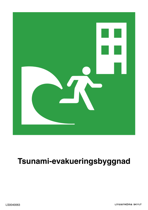 Skylten Tsunami-evakueringsbyggnad