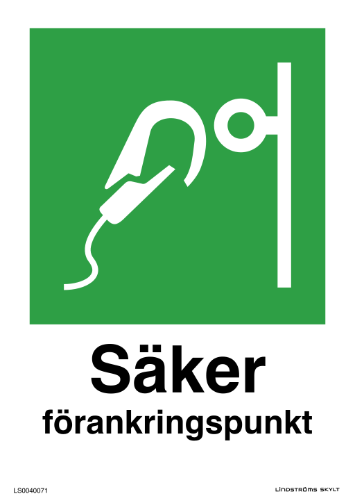 Skylten Säker förankringspunkt