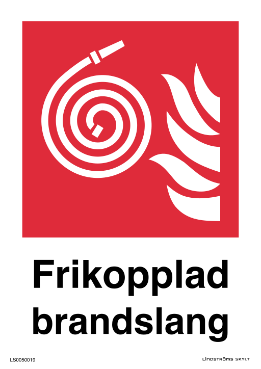 Skylten Frikopplad brandslang